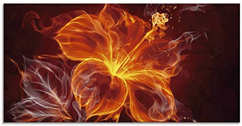 ARTland Wanddeko Glasbilder Wandbild Glas Bild einteilig 100x50 cm Querformat Blumen Feuerblume Feuer Flammen Abstrakte Kunst T9PP