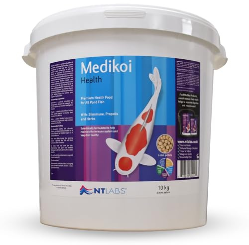 NT Labs Medikoi Health, Complete Feed For All Pond Fish, Ideal For Spring, Summer and Autumn Feeding, Contains Propolis, Maintains Immune System, Koi Fish Food (10 kg)(6 mm)(Standard)