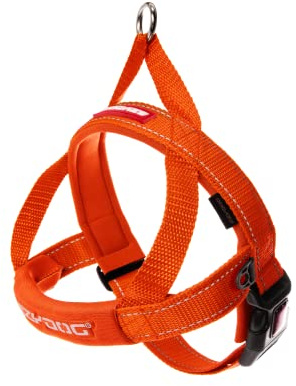 EzyDog Quick Fit Dog Harness | Dog Harness Small, Medium, Large, K9 Dog Harness, Reflective Stitching, Water Resistant Materials, No Pull (Orange)