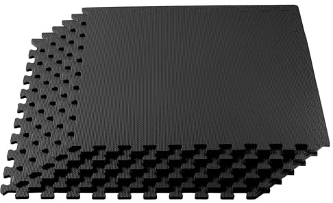 We Sell Mats 3/8 Inch Thick Multipurpose Exercise Floor Mat with EVA Foam, Interlocking Tiles, Anti-Fatigue for Home, or Gym, 24 in x 24 in