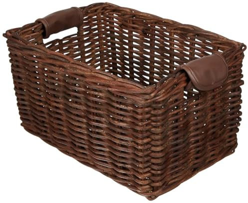 Basil Dorset Fahrradkorb – M – Rattan – Transportkorb – rechteckig – 35×24×24 cm – ohne Deckel – Nature Braun