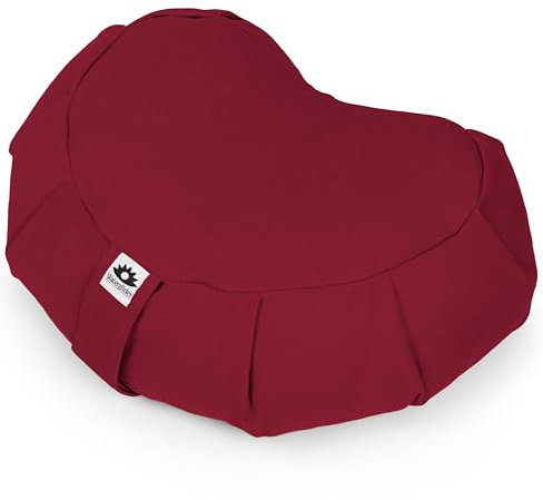 Waterglider International Meditation Cushion (Burgundy) Crescent, Buckwheat Husk Filled, Floor Pillow or Cushions, Yoga Seat, Zafu, Made in The USA