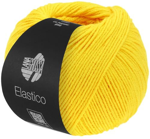LANA GROSSA Elastico | Baumwoll-Klassiker mit leichtem Stretchanteil | Handstrickgarn aus 96% Baumwolle & 4% Polyester (Elite)| 50g Wolle zum Stricken & Häkeln | 160m Garn FB 107