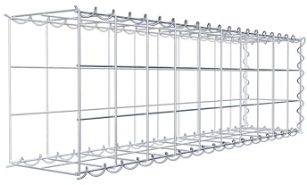 GABIONA Cesta de piedra de gavión rectangular, malla de 10 x 10 cm, profundidad de 20 cm, cesta de cultivo tipo 2, cierre de espiral, galvanizado (100 x 30 x 20 cm)