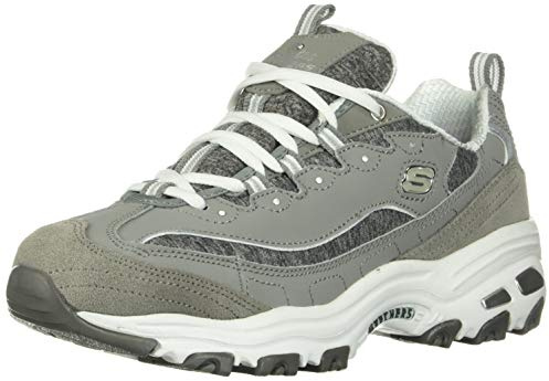 Skechers D'LITES ME TIME, Zapatillas para Mujer, Gray Trubuck/ Mesh/ White Trim, 35 EU