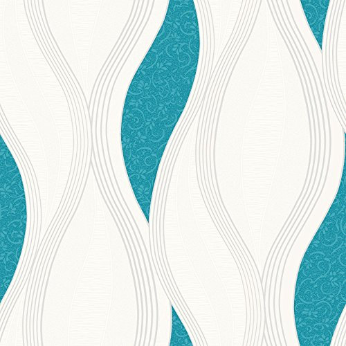 Wave en relief papier peint texturé – Turquoise – E62001