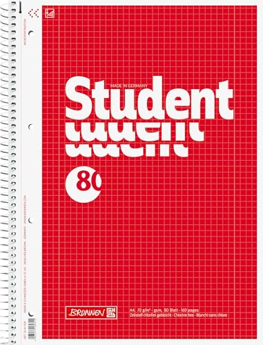 Baier & Schneider 1067928 - Bloc de notas cuadriculado (encuadernación en espiral,70 g/m², A4), color rojo