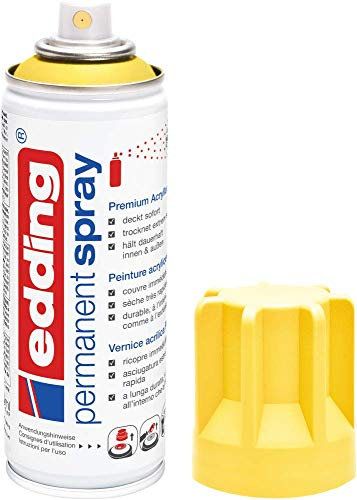 edding 5200 Permanent Spray - verkehrsgelb matt - 200 ml - Acryllack zum Lackieren und Dekorieren von Glas, Metall, Holz, Keramik, Kunststoff, Leinwand - Lackspray, Acrylspray, Farbspray