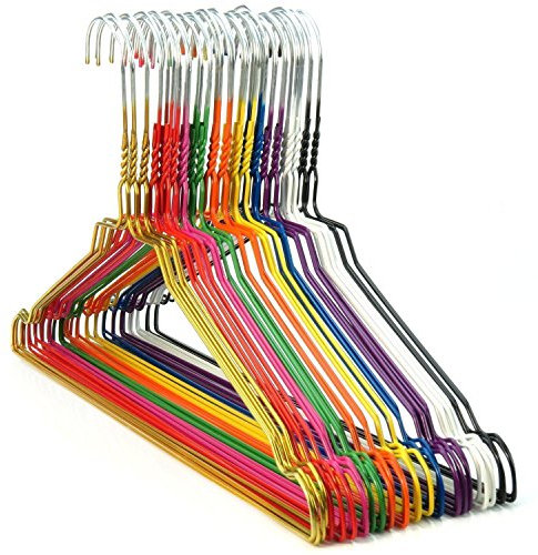 HANGERWORLD 100 Bunte Metall-Draht-Kleiderbügel 40 cm breit aus verzinktem Stahl mit farbenfroher Pulverbeschichtung