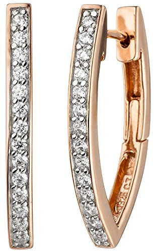 Jobo Damen Creolen 925 Sterling Silber rotgold vergoldet bicolor mit Zirkonia Ohrringe