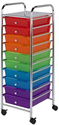 Honey-Can-Do CRT-02214 Rolling Office Organizer, 10-Drawer,Multicolored