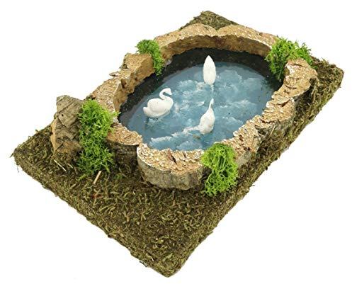 Ferrari & Arrighetti B498-4 Laghetto con Cigni per Presepe, Materiali Vari, Multicolore