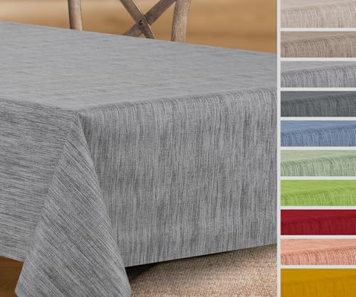 Wachstuchtischdecke rund oval eckig, Georginias Tischdecke abwischbar, Farbe und Größe wählbar (Oval 140 x 190 cm Grau)