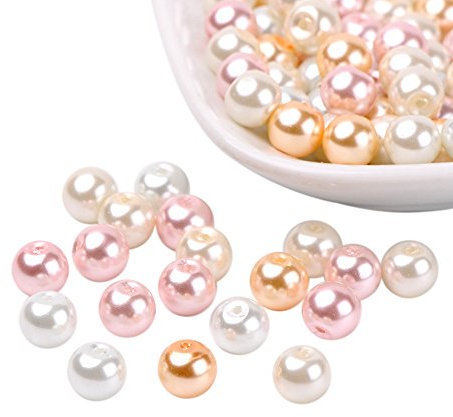 Pandahall Mélange de perles de verre nacré rose, plusieurs couleurs 8mm