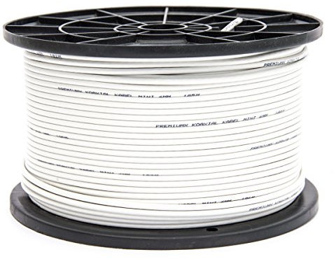 Premium X 200m Mini Koaxial Sat Kabel 4mm extra dünn Weiß Koax Antennenkabel 2-fach geschirmt für Sat | Kabel | DVB-T - Ultra HD 4K 3D
