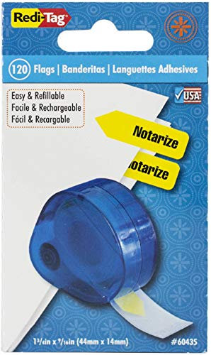 Redi-Tag Notarize tryckta pildispenserflaggor, 120 flaggor per dispenser, 1-7/8 x 9/16 tum, gul (60435)