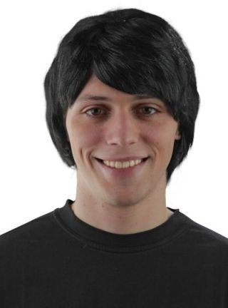 Schwarze 80er Jahre Herrenperücke Perücke für Herren Kurzhaar Schwarz Männer