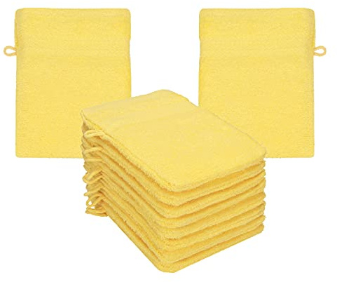 Betz Premium Juego de 10 Piezas de Manoplas de baño – franelas de Rizo para Limpieza Facial - de algodón 100% - manopla de baño para bebés - Amarillo