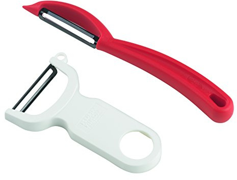 Kuhn Rikon Vegetable Peeler Set, Swiss Carbon Steel Peelers for Potatoes and Fruits, Ergonomic Kitchen Peeler Set, Ultra Sharp, 2 Piece