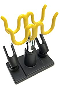 Bamax BX-MP SUPPORT, Supporto per aerografo, supporto per aeropenna, universale con 4 postazioni e morsetto di fissaggio al tavolo, Nero/Giallo
