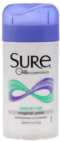 Sure Original Solid Unscented, Anti-Perspirant Deodorant 2.70 oz (Pack Of 6)