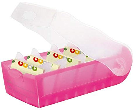 HAN CROCO A7 - Genial einfach Vokabeln lernen dank 5 Fächer Lernsystem, Karteikasten, Transluzent/Pink, A7, 997-663