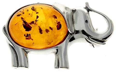 SilverAmber Damen-Brosche 925 Silber mit Bernstein - 4010