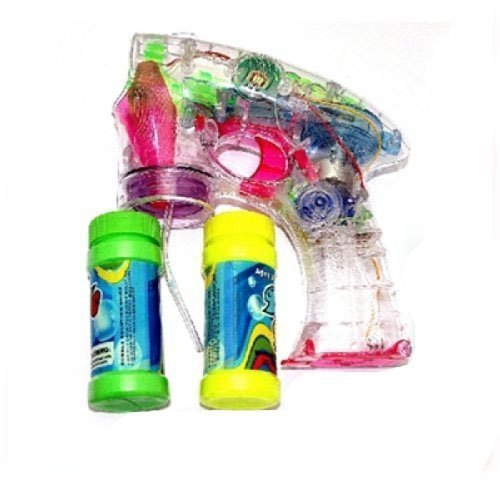 Oramics Seifenblasenmaschine Seifenblasen-Pistole mit 2 Behälter + beleuchtet und mit Sound transparent mit LED Leuchten (10 er Set)