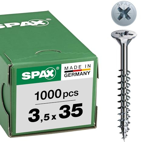 SPAX Vite universale, 3,5 x 35 mm, 1000 pezzi, Filetto parziale, Testa svasata, Intaglio a croce Z2, 4CUT, WIROX - 0291010350355