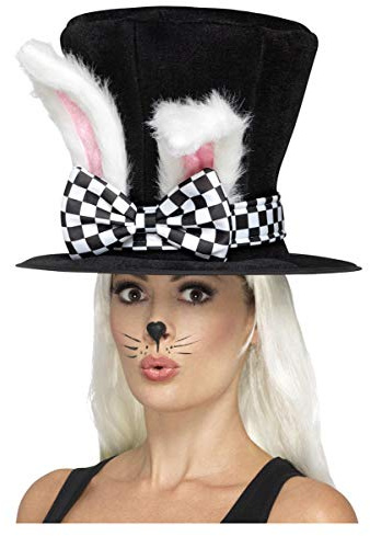 Horror-Shop Alice im Wunderland Zylinder mit Kaninchen-Ohren