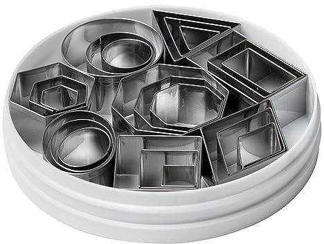 Ateco Plain Edge Geometric Shapes Cutters in Graduated Sizes, Stainless Steel, 24 Pc Set
