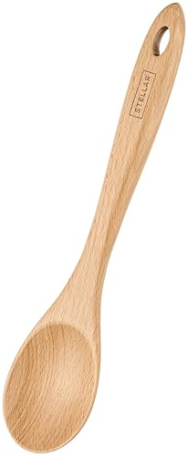Stellar Beech Tools Spoon, Safe for Non-Stick Pans, Solid Beech Wood