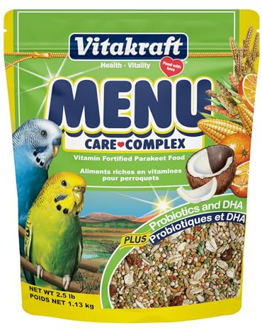 Vitakraft Menu Premium Parakeet Food - Vitamin-Fortified - Daily Pet Bird Food, 2.5 pounds