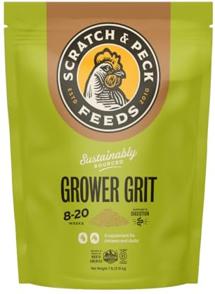 Scratch and Peck Grower Grit Supplement for Chickens and Ducks - 7 lbs Bag - Essential Supplement for Gizzard and Digestive Health - Sustainably Sourced