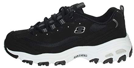 Skechers Women's D'Lites Biggest Fan Trainer , Black/White, 3.5 UK