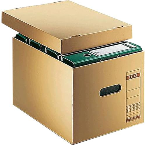 Leitz Archiv- und Transport-Schachtel, Obere Öffnung, Extrastarke Wellpappe, Faltbar, Naturbraun, Leitz Premium Archiv Serie, 60810000