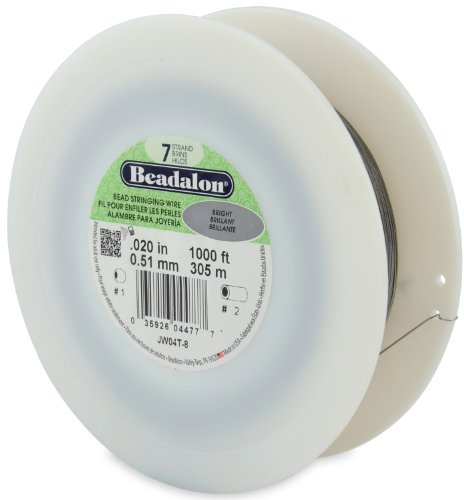Beadalon 7 Strand Stainless Steel Bead Stringing Wire, 0.020 in / 0.51 mm, Bright, 1000 ft / 305 m