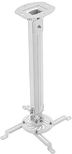 deleyCON Universal Beamerhalterung Deckenhalterung +-15° Neigbar - 360° Drehbar - bis 13,5Kg - Höhenverstellbar 545mm-900mm - Kabelführung - Weiß