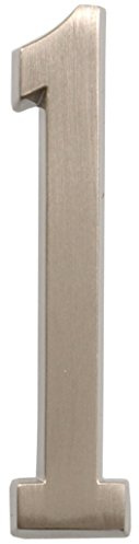 Distinctions 843281 House Number 1, Brushed Nickel Zinc Self-Adhesive Address Number, Modern Outdoor Address Sign for Front Door, Mailbox, Wall, or Plaque, 4 Inches