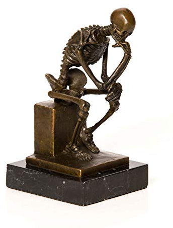 aubaho Bronze nach Rodin Skelett Gerippe Denker Bronzefigur Bronzeskulptur Anatomie Replik Kopie