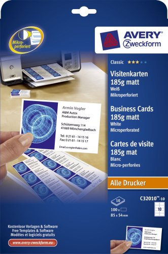 C32010-10 Classic Visitenkarten, 85 x 54 mm, beidseitig beschichtet - matt, 10 Blatt/100 Stück