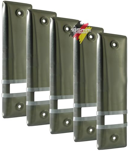 markiso® Rolladengurt Abdeckung aus Edelstahl, Rollladenblenden Montage ohne Gurtausbau, Gurtabdeckung 185mm, Gurtwicklerblende mit Schlitzsystem, 5 Sück