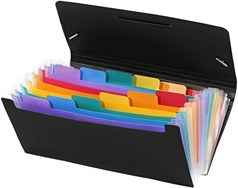Viquel 110887 12 positioner regnbågsklass expanderande dokumentmapp, 26 x 13 cm