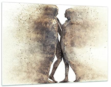 Quadri Moderni Soggiorno polvere donna uomo amore Quadro su Vetro 120x80cm Stampe da Parete in Vetro Camera da Letto Cucina 1 pezzo Wall Art Grandi XXL Decorazione Murale Immagini GAA120x80-3102