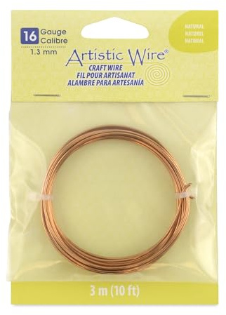 Artistic Wire Tarnish Resistant Colored Copper Craft Wire, Tin, Natural, 16 Gauge / 1.3 mm, 10 ft / 3.1 m