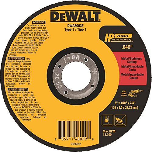 DEWALT DWA8063F T1 HP Fast Cut-Off Wheel, 5 x 0.040 x 7/8