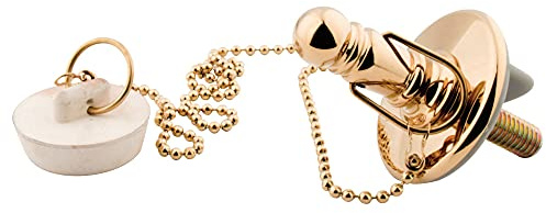Kingston Brass CC1112 Rubber Stopper Chain and Attachment for CC1002, Polished Brass