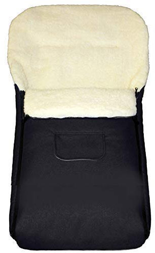 Baby-Joy Fußsack KAI XXL 120 cm filzfrei aus Lammwolle und Polyester für Kinderwagen, Buggy und Schlitten, Übergroßer Super-Wash Thermofußsack | Farbe: 01 Schwarz
