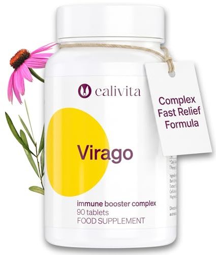 Virago L-Lysine Complex for Cold Sore & Immune Support | Olive Leaf, Cat's Claw, Echinacea, Zinc & PAU d'Arco | 90 Vegan Tablets | 30-Day Supply