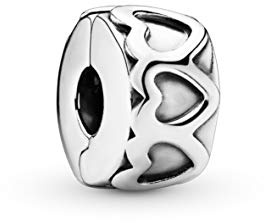 PANDORA Moments Gereihte Herzen Clip Sterling Silber 791978